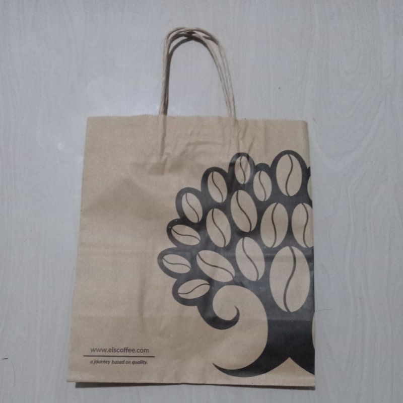 

PAPER BAG TAS KERTAS TENTENG GOODIE BAG OLEH OLEH LAMPUNG ELS COFFEE UKURAN PxLxT 25x14x28.5