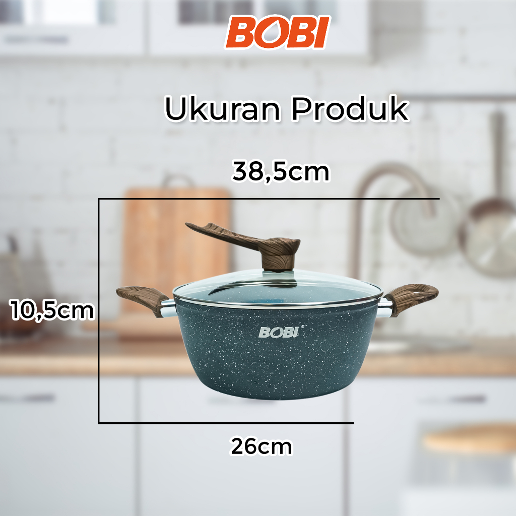 Casserole Cookware 24cm kode BB-C-24 // Panci Anti Lengket Pan Kuah Masak Goreng BOBI - Warna Random