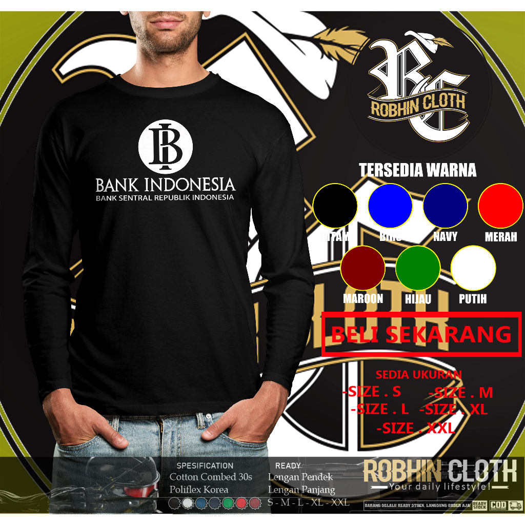 KAOS BAJU BANK INDONESIA BI LOGO LENGAN PANJANG KAOS PERUSAHAAN