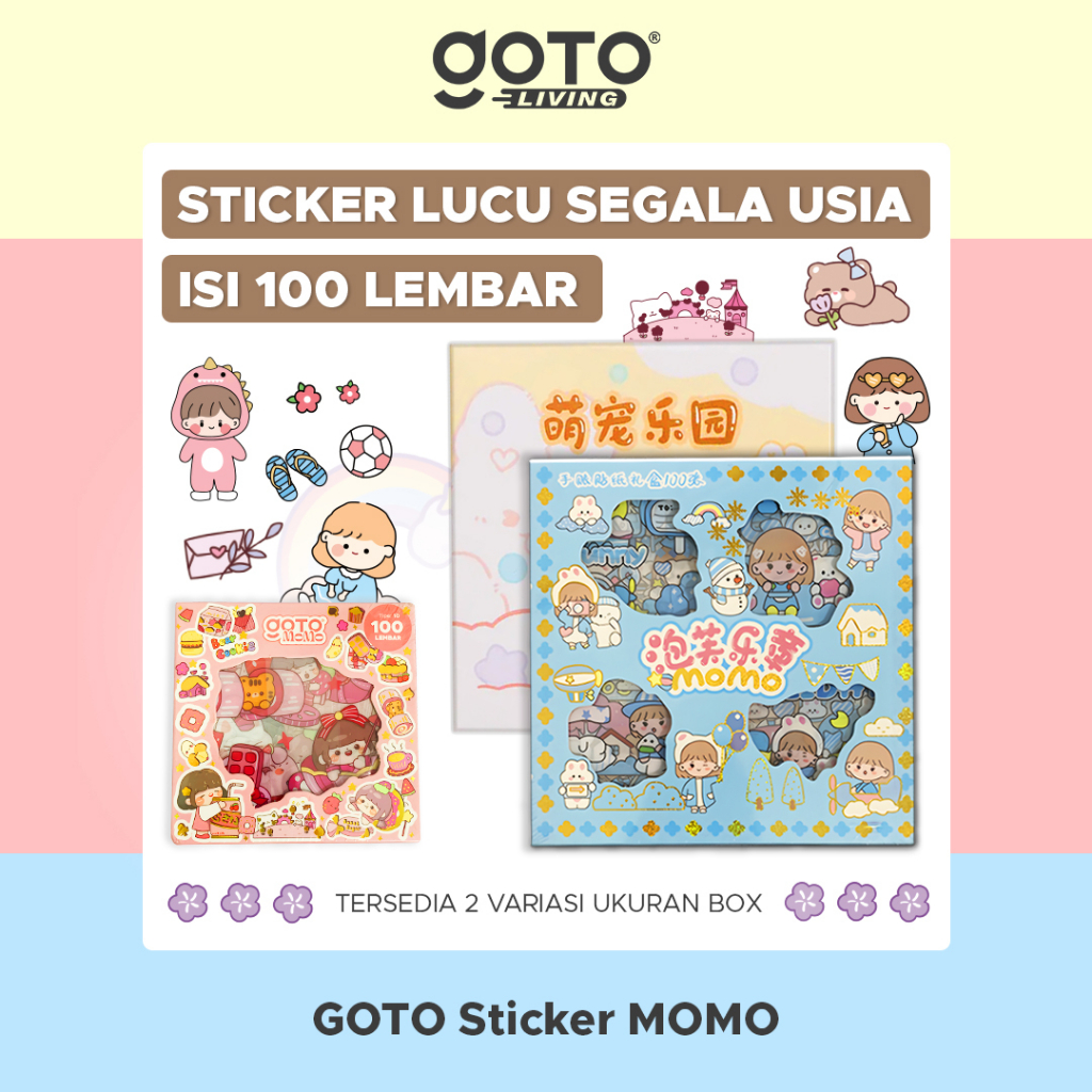 

Goto Momo Stiker Lucu Sticker Kartun Korea Motif Anti Air 100 Lembar