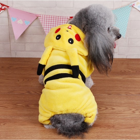 BAJU PIKACHU - Baju Hoodie Pakaian Hewan Kucing Anjing Model Pikachu Jumpsuit