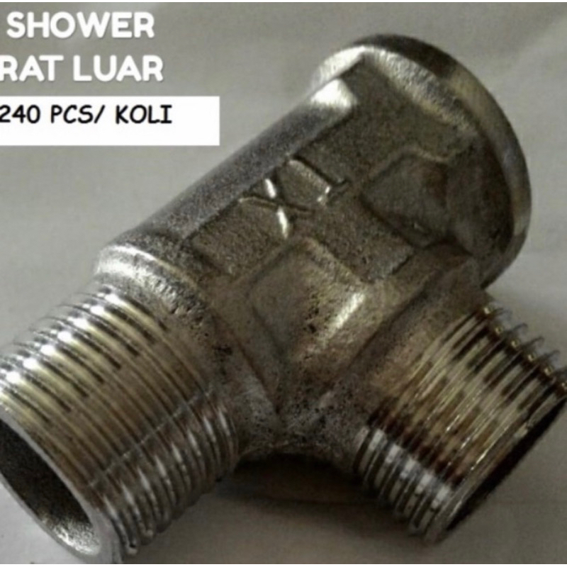 Tee stainless steel 1/2”inci stenles asli. Untuk shower &amp; closet. Drat 1/2” x 1/2” x 1/2” inci sambungan fiting keran air mandi piting sambung kepala kran cabang 3 drat luar dan drat dalam ss