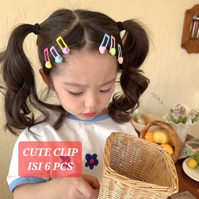 CUTE CLIP ISI 6 PCS JEPIT PONI RAMBUT ANAK AKSESORIS FASHION KOREA IMPORT LUCU