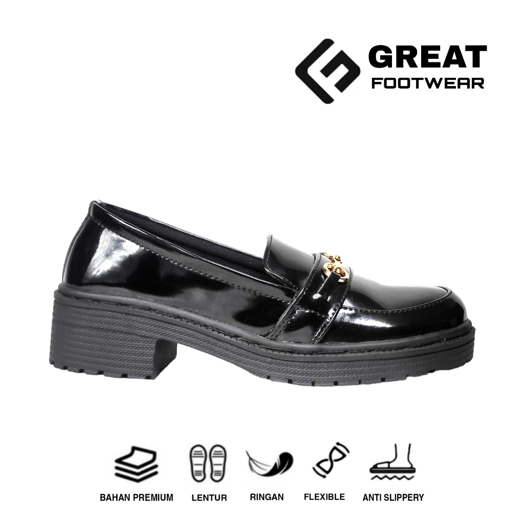 Sepatu Docmart Wanita Sepatu Loafers Sneakers Slip On Sepatu Fashion Wanita Hitam Glosy