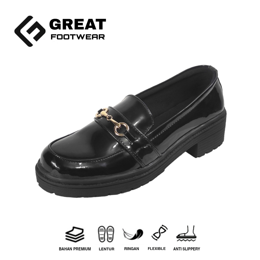 Sepatu Docmart Wanita Sepatu Loafers Sneakers Slip On Sepatu Fashion Wanita Hitam Glosy