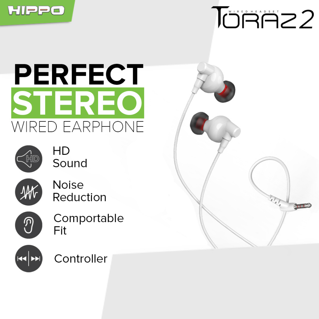 Hippo Earphone Toraz2 Super Bass Jack 3.5 mm Wired Handsfree Android Original Earbuds Headset