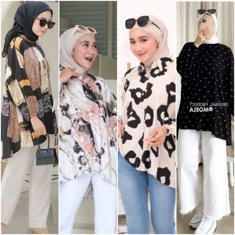Kemeja Oversize Motif Rayon Viscose