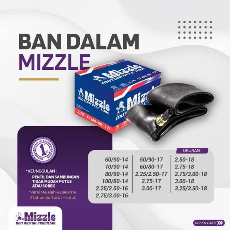 BAN DALAM MIZZLE 50/90 & 60/80 RING 17