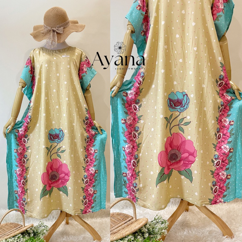 Daster Kelelawar Jumbo Lowo Kalong HAP LD 150cm motif Bunga Bahan Rayon Premium Tebal Dingin Tidak L