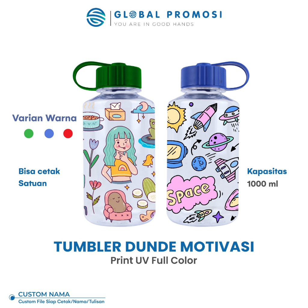 Tumbler Dundee Print Custom Nama / Cetak Souvenir Botol Minum 1 Liter