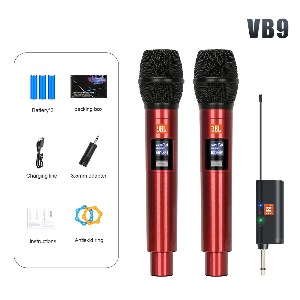 VB8 / VB9 Profesional Genggam Isi Ulang Antarmuka Tipe-c Antarmuka Mikrofon Dinamis Nirkabel 30-50m Menerima Jarak Pertunjukan Panggung UHF Bernyanyi Keluarga Karaoke Dalam Ruangan Luar Ruangan 6.35MM COD Asli