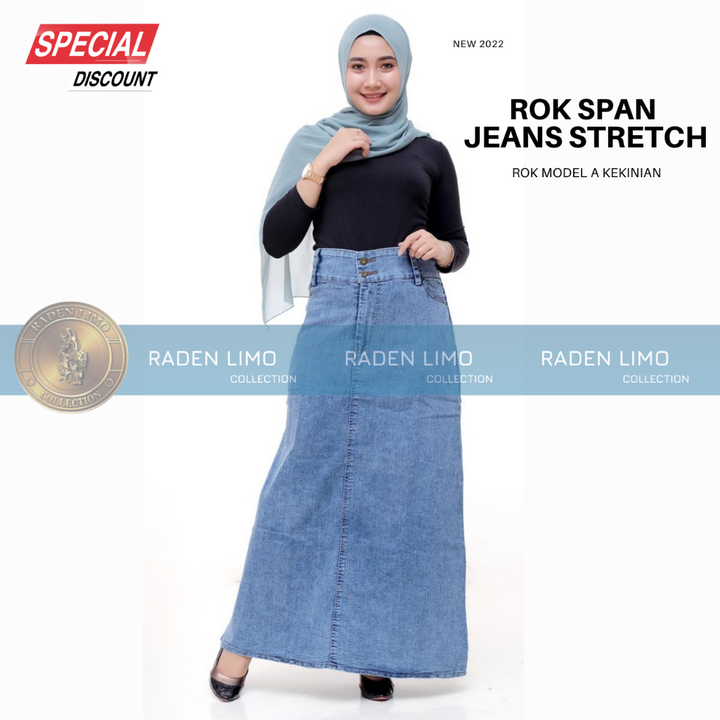 Rok Span Jeans Panjang Wanita Streecth Kualitas Premium - RADENLIMO