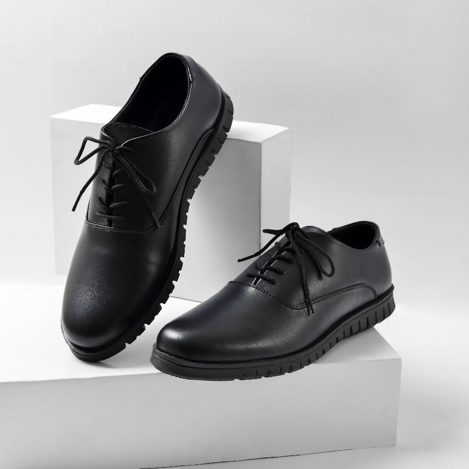 Sepatu Pantofel Pria Kulit Formal Kerja Kantor PDH Model Terbaru Full Black Original Arf Hst