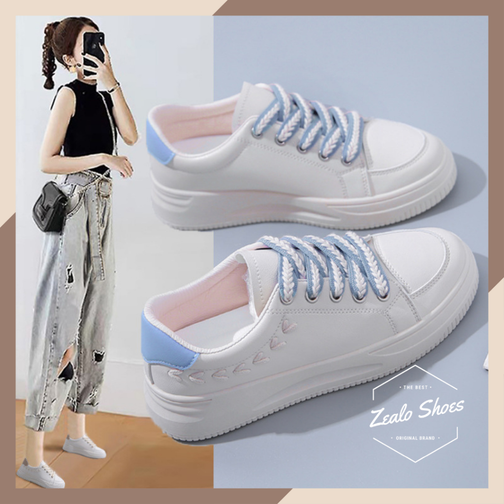 Zealo.Shoes 278 Sepatu Sneakers Wanita Kepang Putih Import