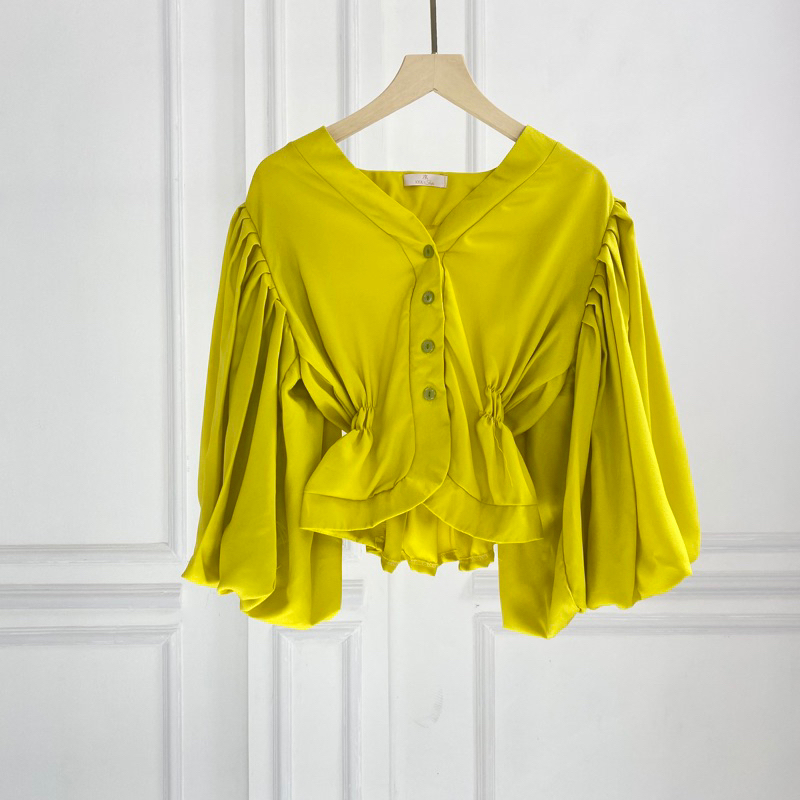 Blouse Ruffle Top Lengan Balon Premium Import Bangkok