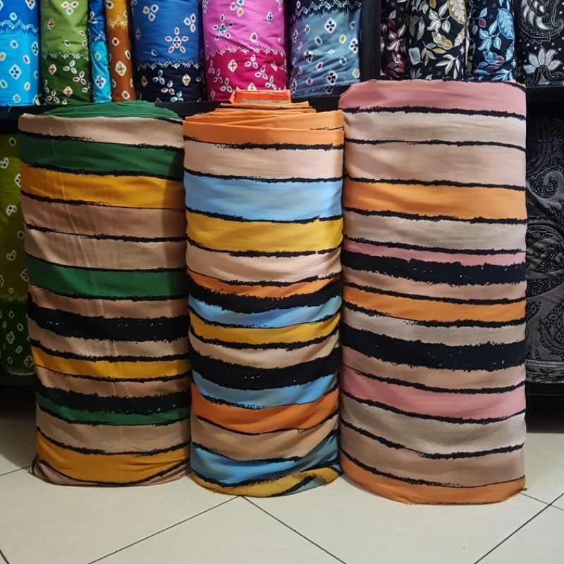 Kain Wolfis Motif Strip Lebar 150cm Motif Baru NEW SERIES 