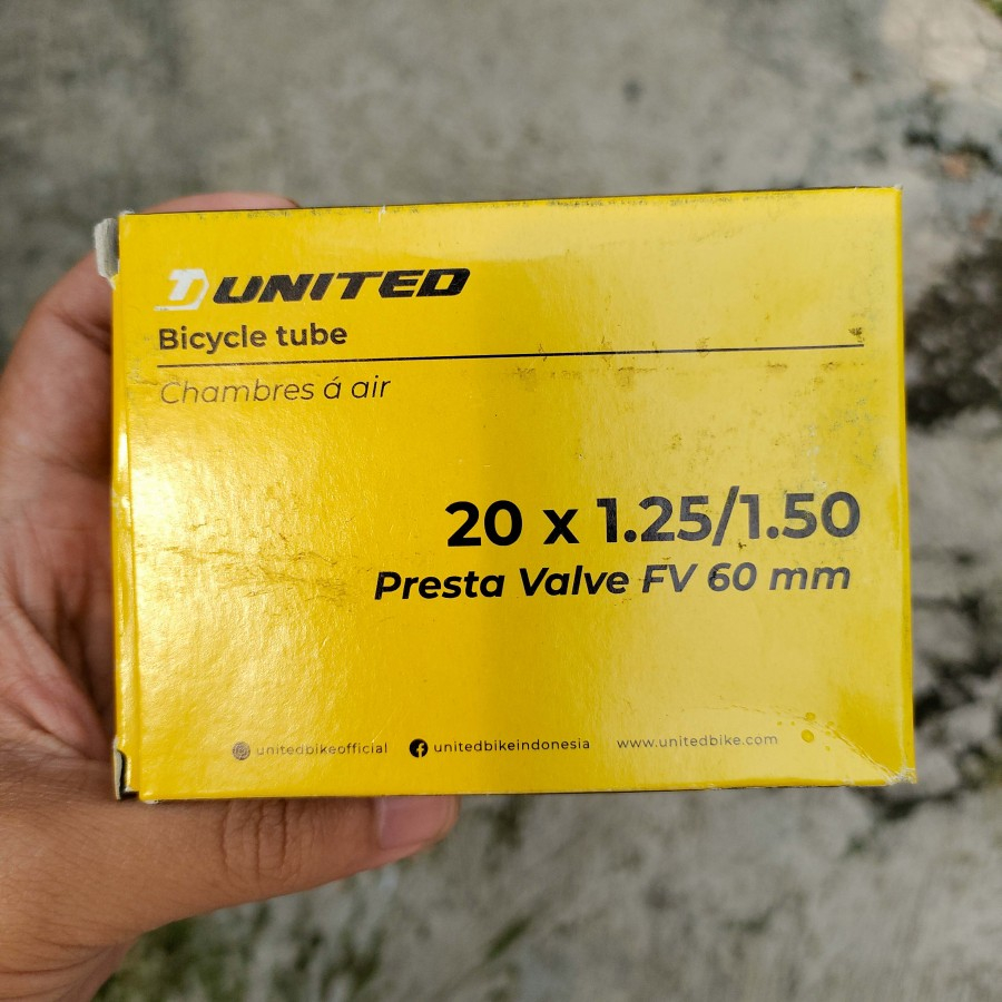 Ban Dalam United 20 x 1.25/1.50 FV60 Sepeda Lipat Mini