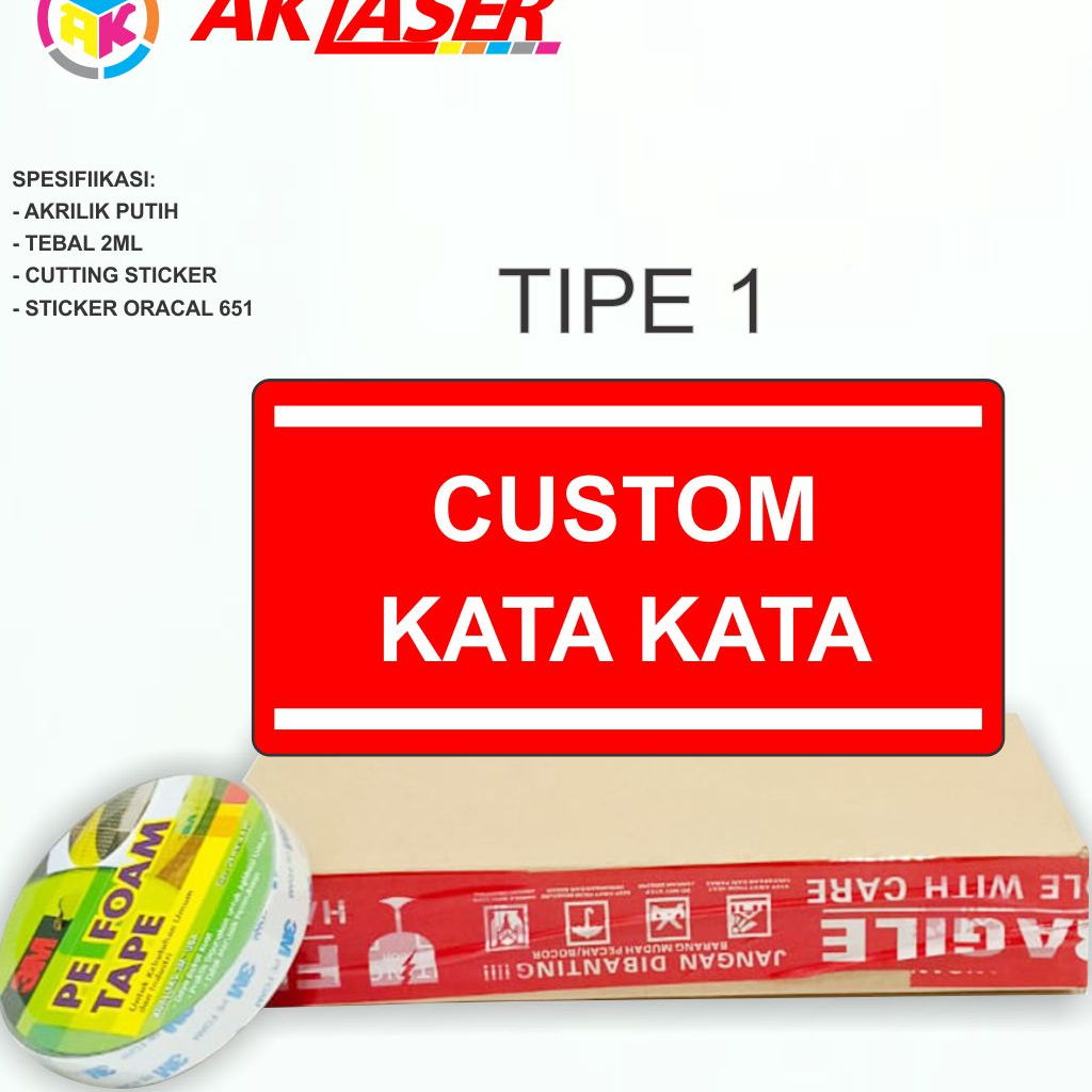 

Custom Akrilik Merah KATA KATA / TULISAN TIPE 1