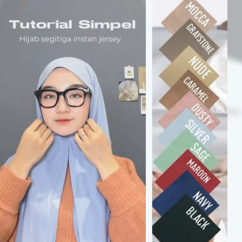 Hijab Kerudung Segitiga Instan Non-Pad - Jilbab Segitiga Instan Jersey Premium