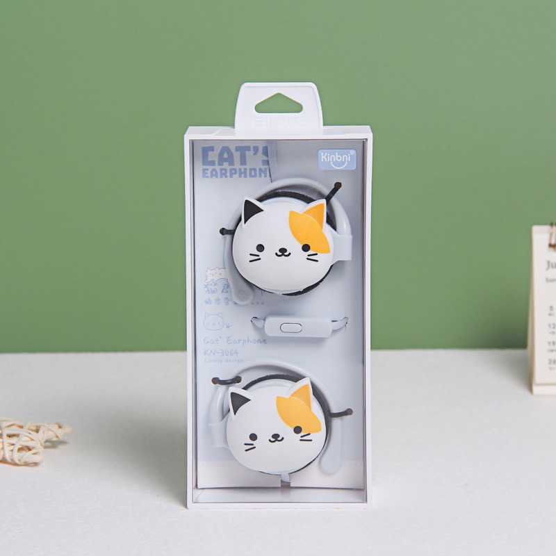 [KN-3064] Headset Earphone Karakter Motif Animal KUCING / Earphone CAT HEAD / Cute Cat Earphone