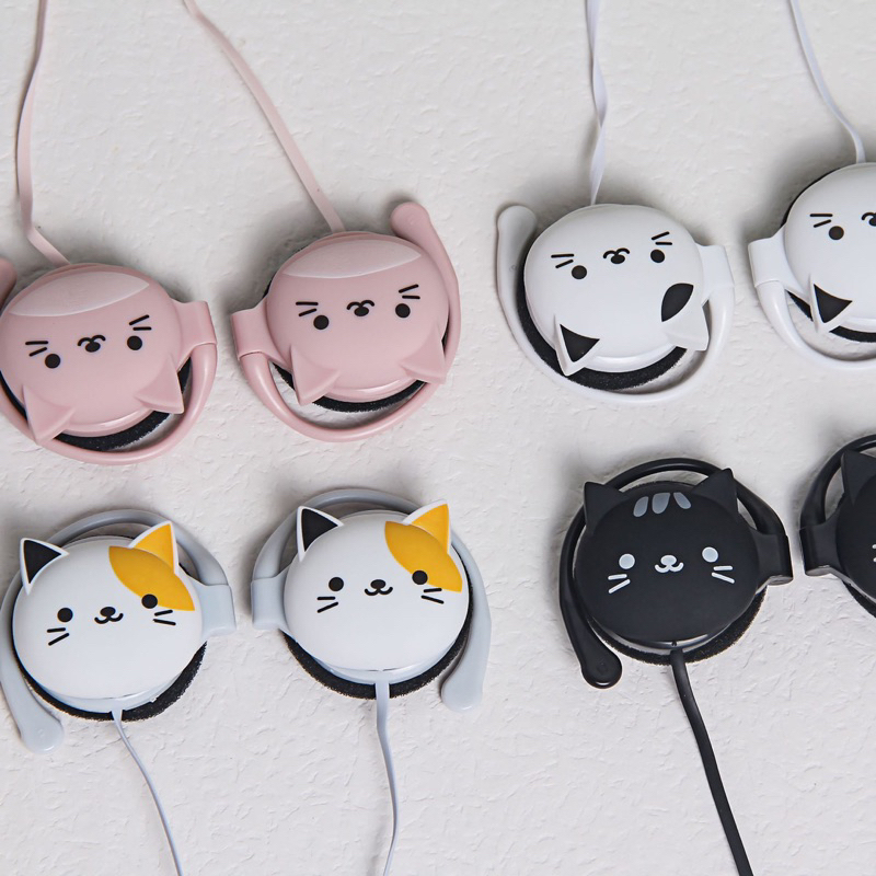 [KN-3064] Headset Earphone Karakter Motif Animal KUCING / Earphone CAT HEAD / Cute Cat Earphone