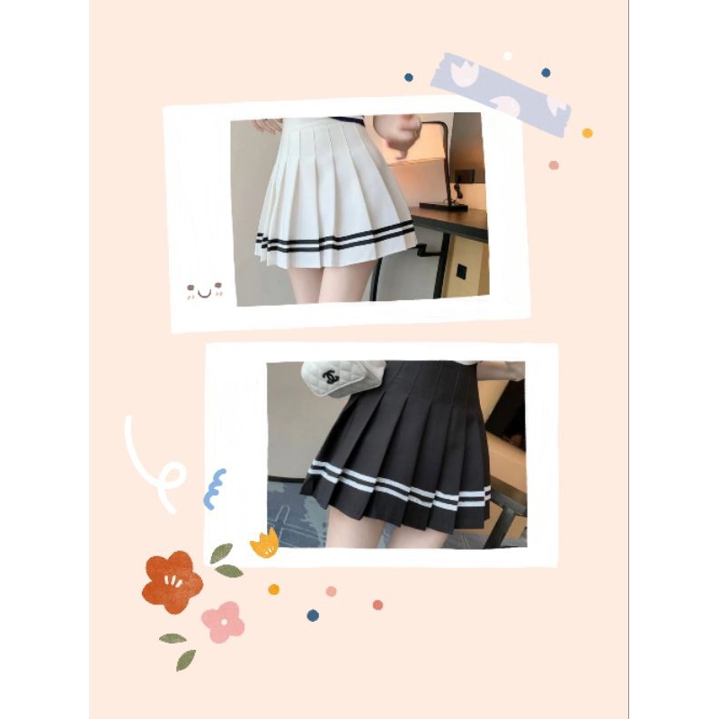 Tennis Skirt/ Rok Pendek/ Rok Celana/ Pleated Tartan Skater Mini Plisir Polos Jepang Korea