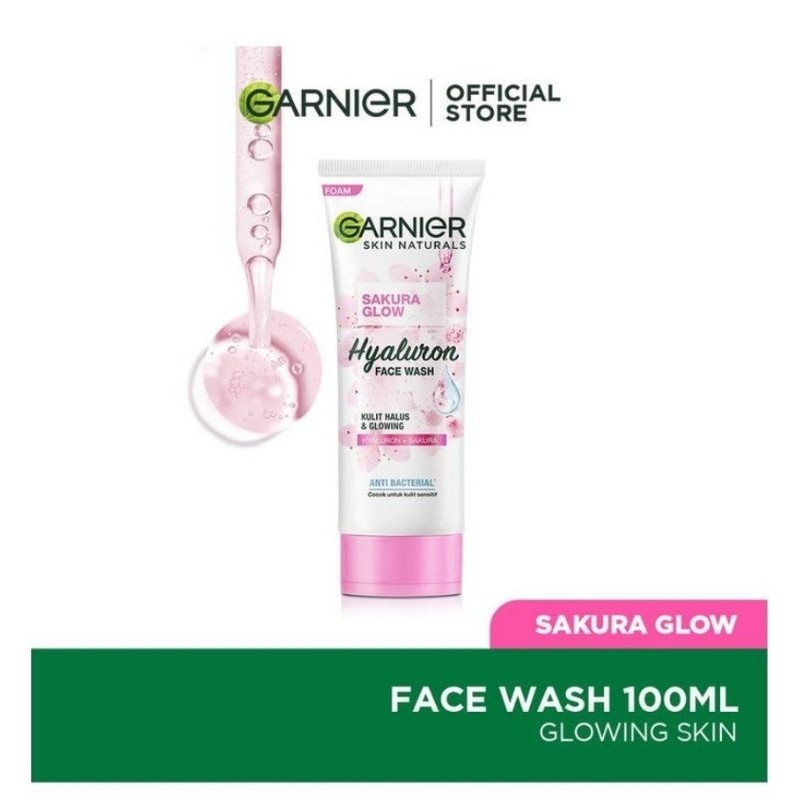 GARNIER SKIN NATURALS SAKURA GLOW HYALURON FACE WASH - 100ML// SABUN CUCI MUKA GARNIER SAKURA