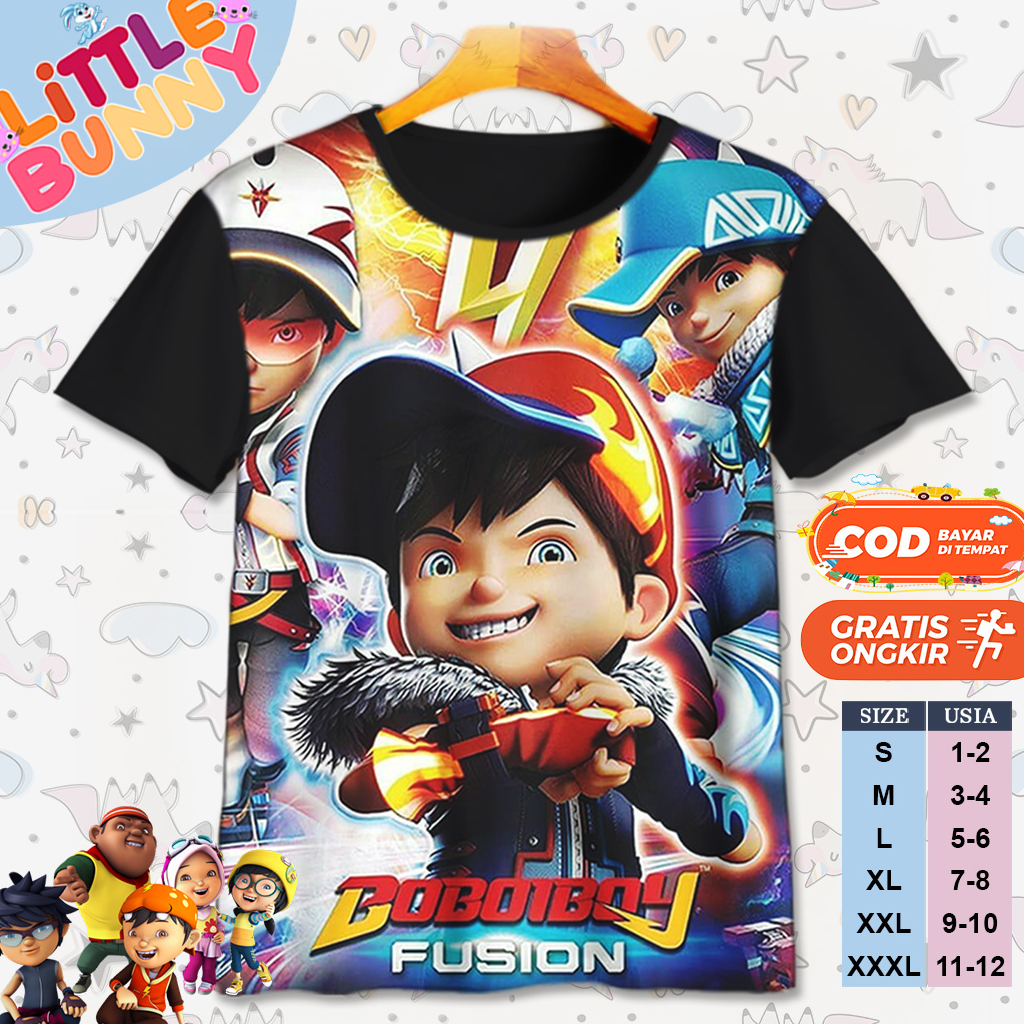 KAOS ATASAN ANAK LAKI LAKI PEREMPUAN BOBOIBOY FUSION SERIES BAJU KAOS ANAK BOBOIBOY