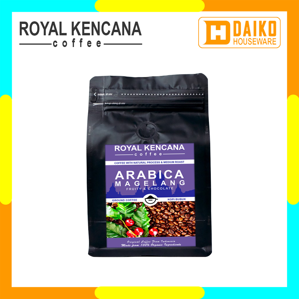 Kopi Bubuk Royal Kencana Arabica Magelang Natural Process Medium Roast - Ground Coffee Sachet Bag 250g &amp; 500g