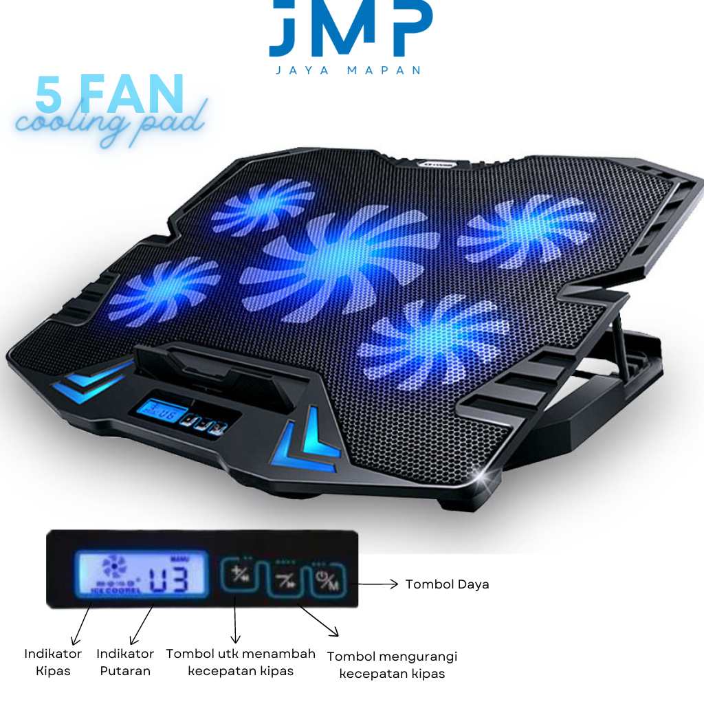 Cooling Pad Laptop 5 Fan / Kipas Pendingin Laptop / Kipas Laptop Gaming
