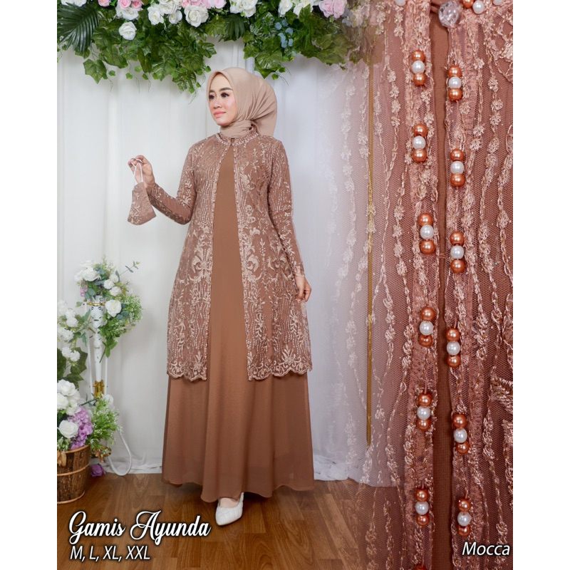 (TERMURAH) /GAMIS AYUNDA TILE BRUKAT MUTIARA /GAMIS PESTA FASHION TERBARU/GAMIS MAXI TILE MUTIARA by