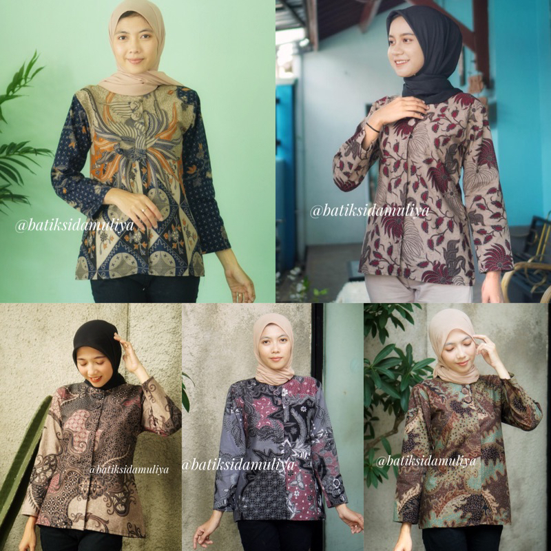 Blouse Batik Premium By Sidamuliya Collection Blus Atasan Blazer Kantor Resleting Depan Eksklusif