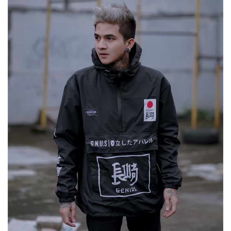 Jaket Cougle Waterpoof Jaket Genious Jaket Parasut Jaket Pria Japan Black