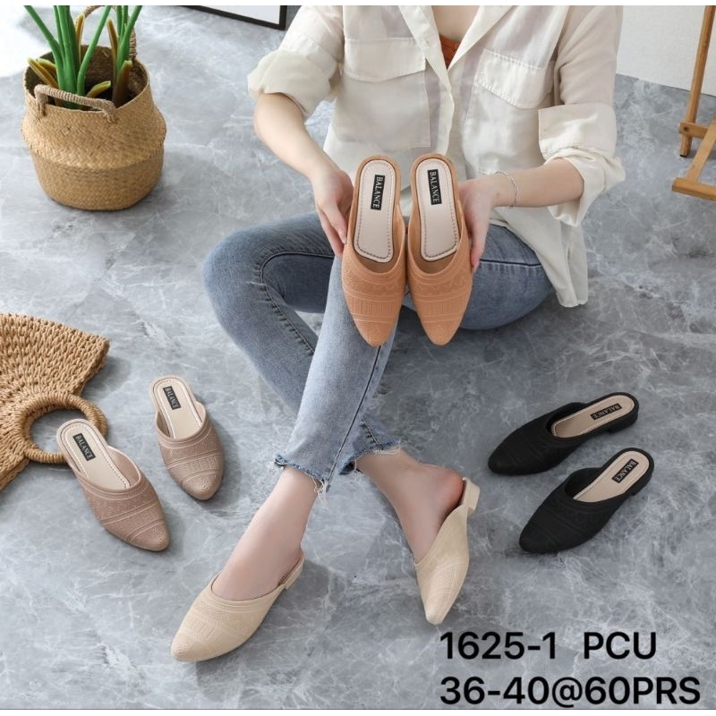 Sun-CIKA Sandal Slop Jelly Mules Sepatu Wanita Karet Motif Hak Pendek