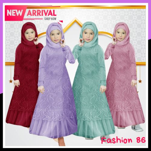Baju Gamis Anak Perempuan Cewek Lilac Usia 3 4 5 6 7 8 9 10 11 12 Tahun Import Murah Kekinian Terbar