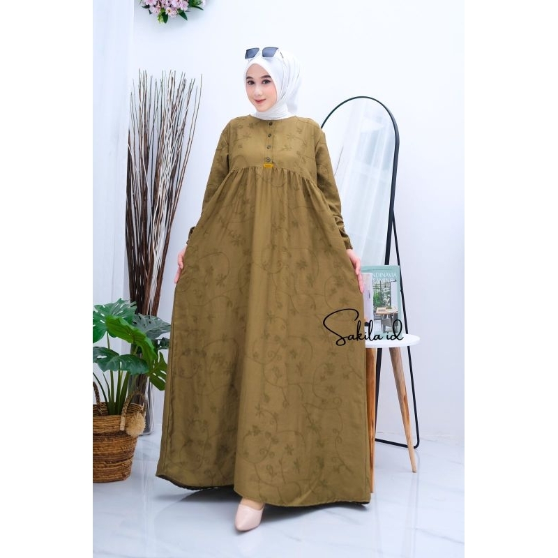 DAYANA DRESS / GAMIS LINEN BORDIR / DRESS LINEN PREMIUM / GAMIS LEBARAN