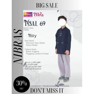 PROMO RAMADHAN-SETELAN KOKO ANAK NIBRAS NSA 069 NAVY/BAJU KOKO LENGAN PANJANG ANAK NIBRAS