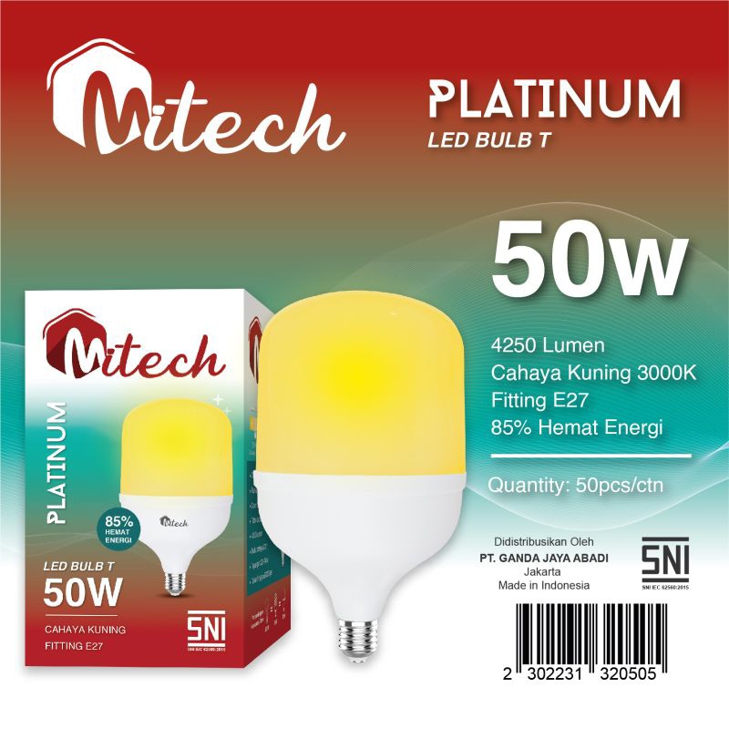 MITECH PLATINUM LAMPU LED T BULB 50W CAPSULE SNI BERGARANSI 1 TAHUN