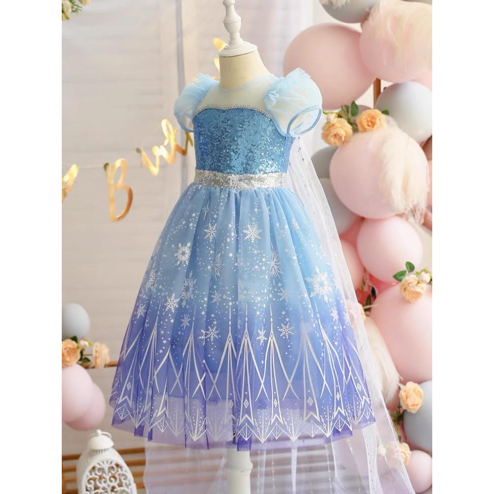 Frozen Anna Elsa Terbaru Princess Kostum Impor Dress Baju Pesta Ulang Tahun Princess Anak