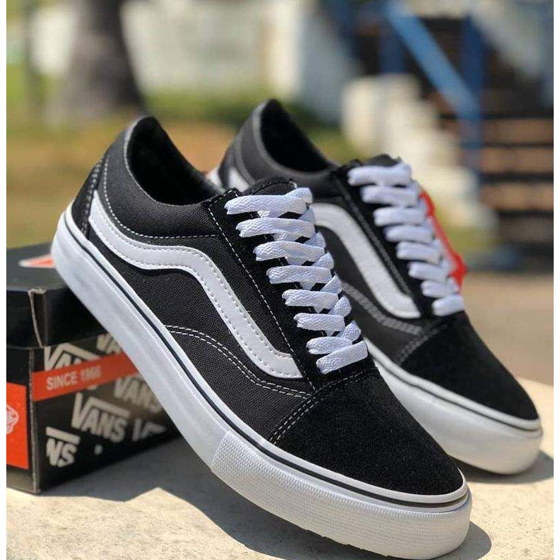 Sepatu Sekolah Vans old Skool Classic garis putih sepatu kasual pria wanita // Autentik Fans / Vens Fatino /