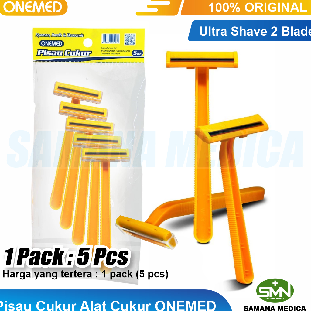 Pisau Cukur Alat Cukur Ultra Shave 2 Blade ONEMED (Isi 5pcs) Kumis / Jenggot 2 Mata pisau Onemed Isi 5pcs