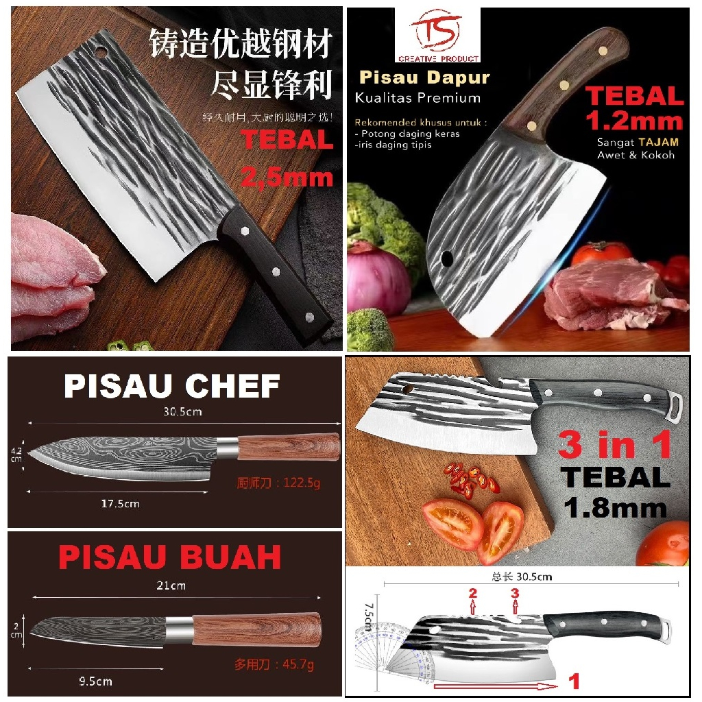 PISAU DAGING Pisau Koki Super Tajam JAPANESE SUPER KNIFE Stainless Pisau daging super tajam Ikan Knife Fish