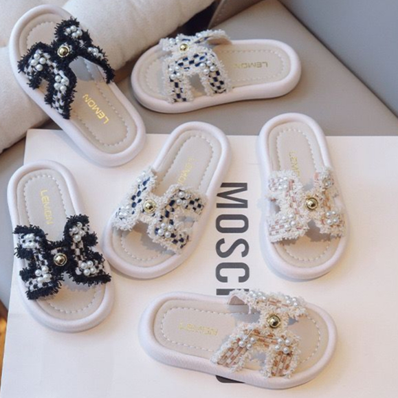 (LOLI-JKT) SD-A613 SANDAL SLIP ON ANAK MUTIARA SILANG 3 WARNA SIZE 21-35