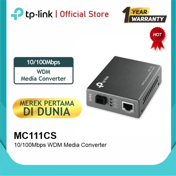 TPLINK TL-MC111CS MEDIA CONVERTER FIBER OPTIC 100Mbps SINGLE MODE