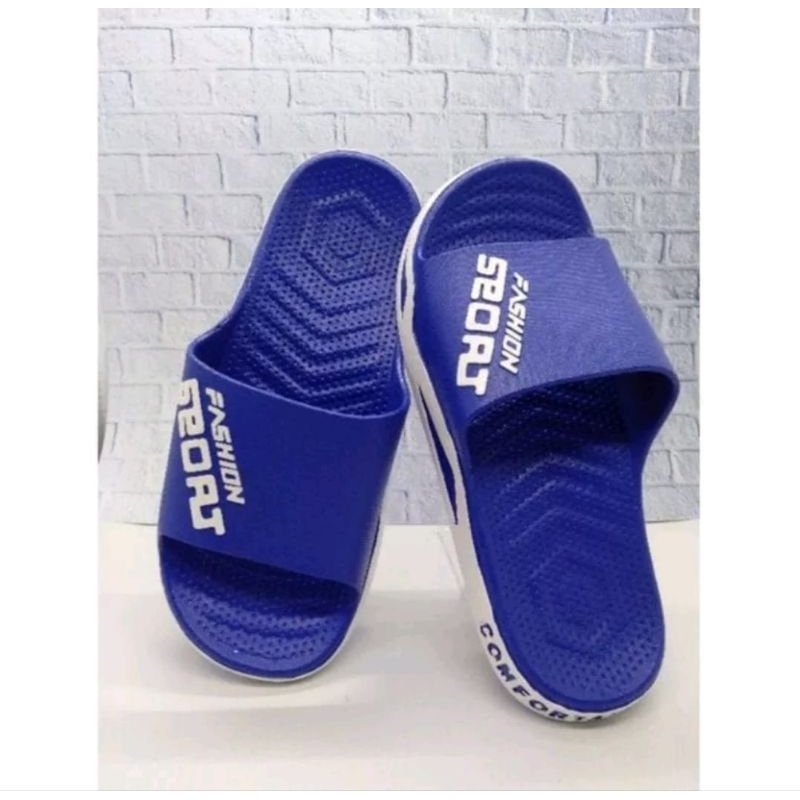 SANDAL SELOP IMPORT PRIA SANDAL KARET KEKINIAN-Biru
