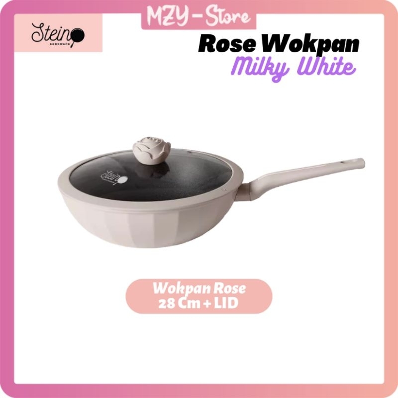 Stein Rose Wok Pan 28 Cm + LID Steincookware Wokpan 28 Glamour Rose Series Milky White Violet Twist Green Velvet Summer Pink Glow Pink