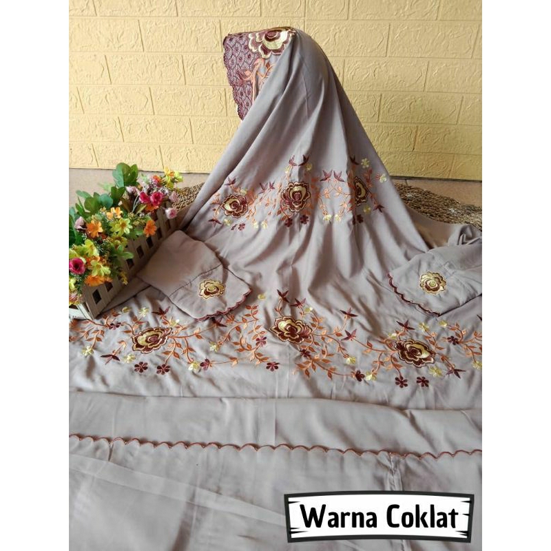 Mukena Dewasa Terusan Katun Mikro Warna Coksu Bordir Kudusan