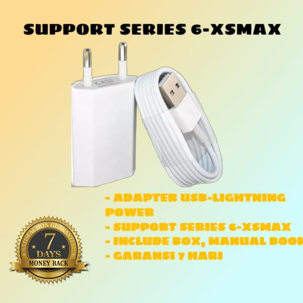 FULL GARANSI !! CHARGER ADAPTER 5 WAT + CABLE C TO LIGHTNING SUPPORT SERIES 5 - XSMAX