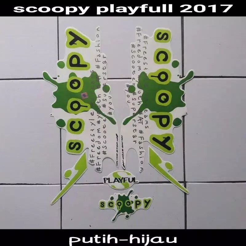 Striping scoopy playful 2018 putih hijau Striping lis sticker lis body honda scoopy putih hijau 2018