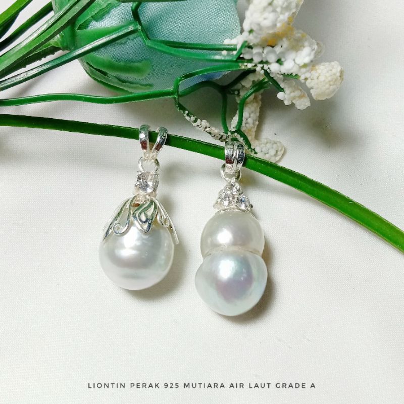 Liontin Perak Asli 925 Mutiara Laut Bersertifikat || Liontin Perak Murni || Liontin Mutiara Laut